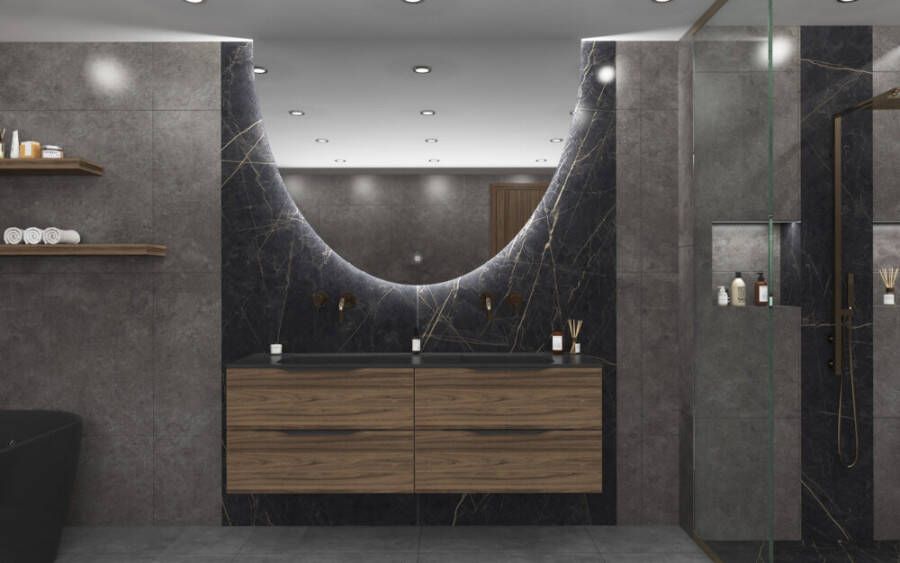 Gliss Design EOS spiegel ronding naar beneden met verlichting 100x120
