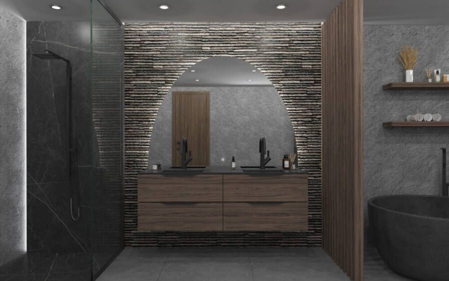 Gliss Design EOS spiegel ronding naar boven met verlichting 160x120