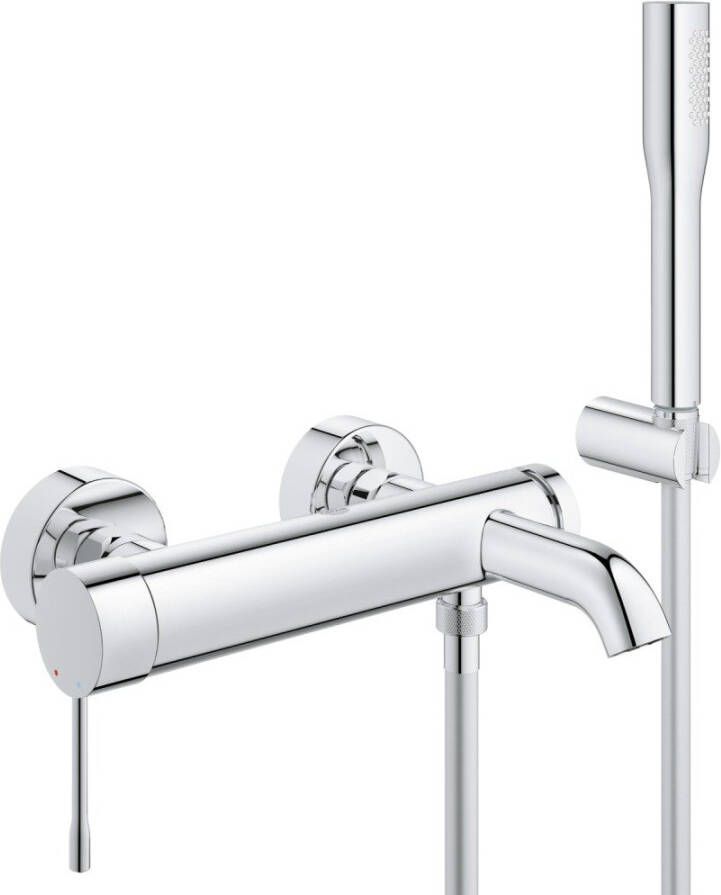 GROHE Essence New Badmengkraan met doucheset wand tweegreeps 2-gats omstelinrichting 193mm uitloop vast chroom