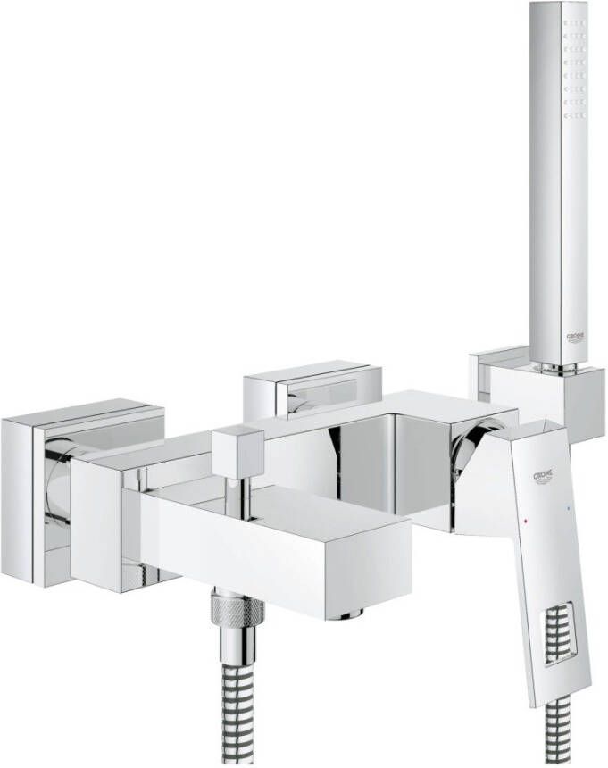 Grohe Eurocube badkraan met omstel en koppelingen met garnituur chroom 23141000