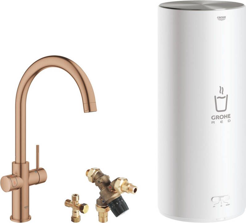 GROHE Red 3 in 1 met combi boiler Duo 224mm C uitloop 418mm hoogte warm sunset geborsteld