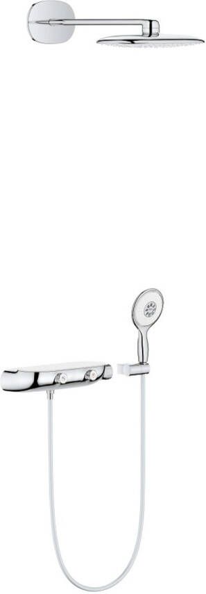 Douche Concurrent Regendoucheset Grohe SmartControl 36cm Mono Rond Chroom Wit Thermostaatkraan met Handdouche en Douchearm