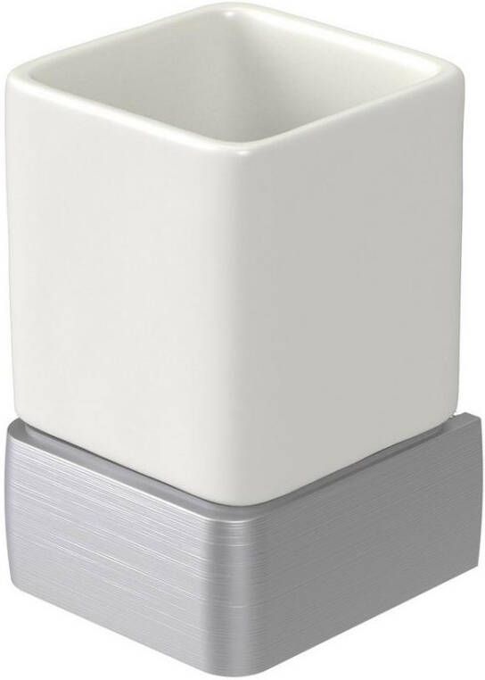 Haceka Bekerhouder Aline Brushed 7 4x11 4 cm Keramiek Geborsteld Zilver