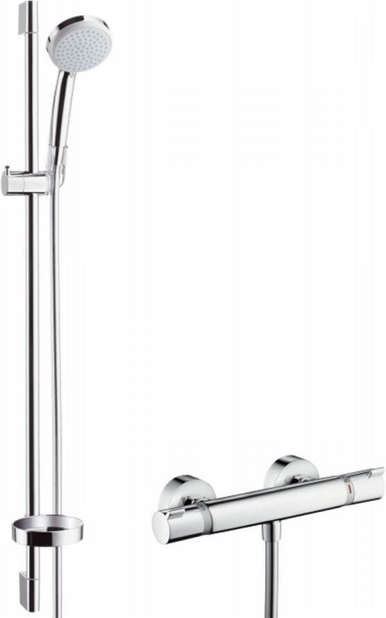 Hansgrohe Croma 100 vario 90 cm doucheset met ecostat thermostaatkraan chroom