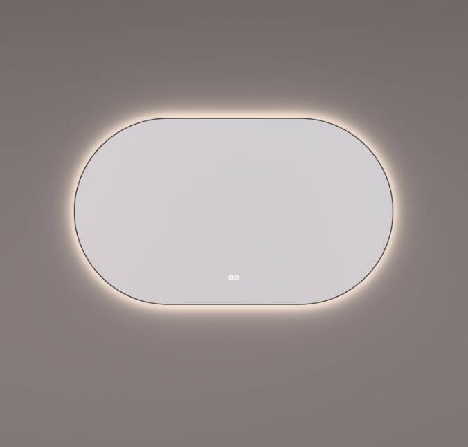 Hipp-Design spiegel ovaal-recht met LED verlichting 140x70 mat zwart