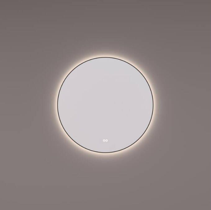 Hipp-Design spiegel rond met LED verlichting 70x70 mat zwart