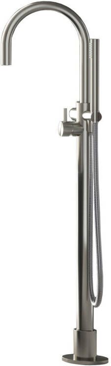 Douche Concurrent Badkraan Vrijstaand Hotbath Archie Thermostatisch Rond Geborsteld RVS 1 Greeps met Handdouche - Foto 2