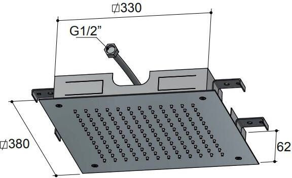 Hotbath Archie AR110 inbouw hoofddouche vierkant 38 cm RVS 316