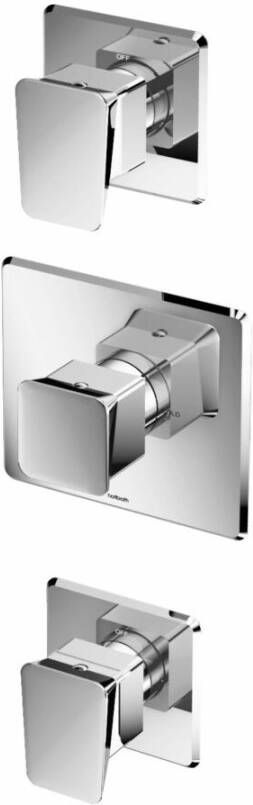 Douchekraan Hotbath Bro Inbouw Thermostatisch Vierkant Glans Chroom 3 Greeps - Foto 2