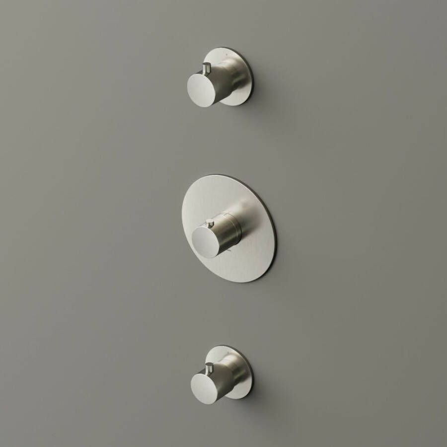 Hotbath Cobber CB007EXT afbouwdeel voor inbouw thermostaat met 2 stopkranen geborsteld nikkel - Foto 2