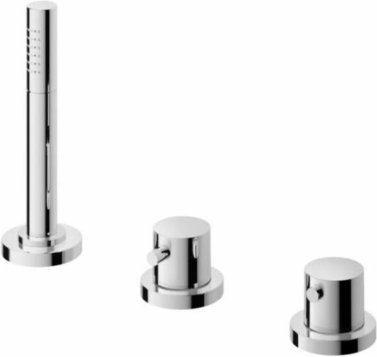 Douche Concurrent Badkraan Hotbath Buddy Thermostatisch Inbouw Rond Glans Chroom 2 Greeps 3 Gats met Handdouche - Foto 2