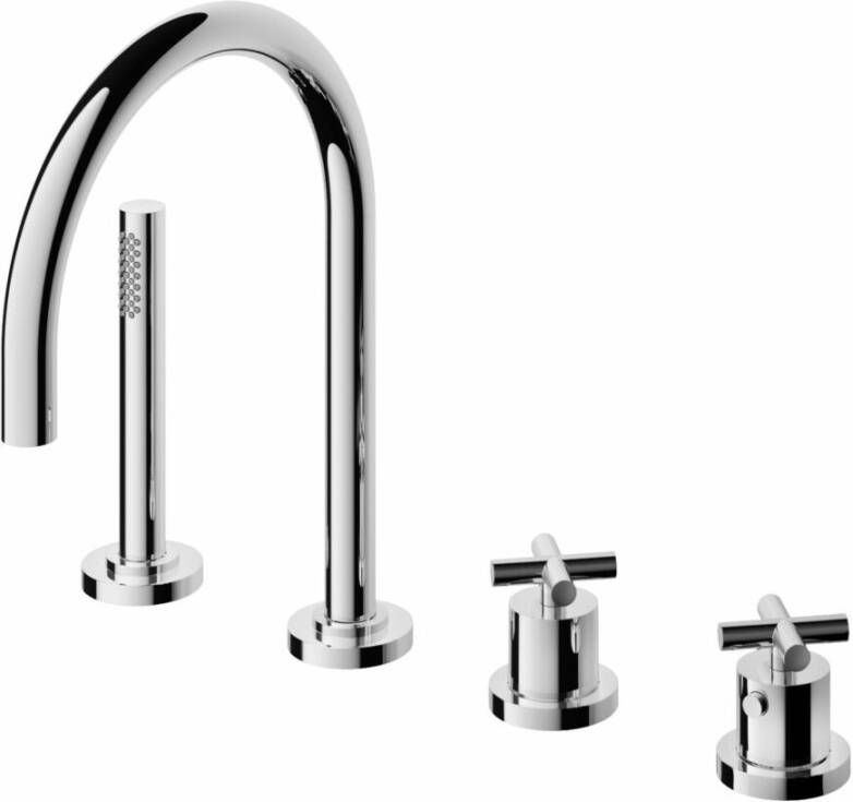 Douche Concurrent Badkraan Hotbath Chap Inbouw Thermostatisch Rond Glans Chroom 2 Greeps Handdouche en Uitloop - Foto 2