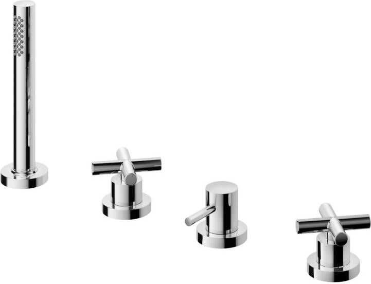 Douche Concurrent Badkraan Hotbath Chap Inbouw Mengkraan Rond Geborsteld Nikkel 3 Greeps met Handdouche