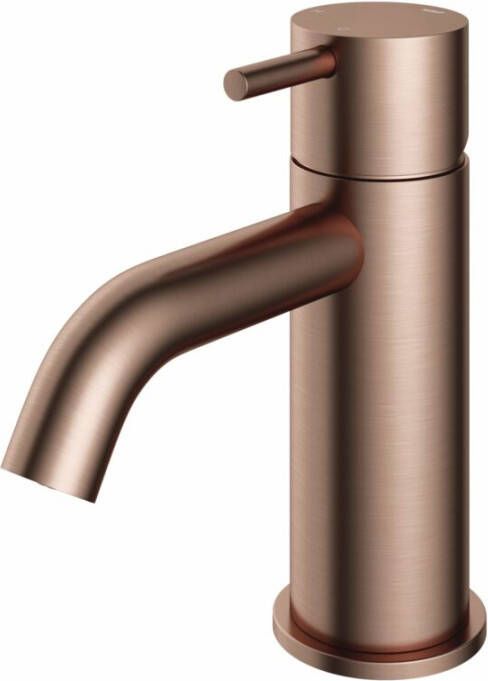 Hotbath Cobber 1-hendel wastafelmengkraan 14 3 cm hoog met gebogen uitloop van 10 7 cm geborsteld koper PVD