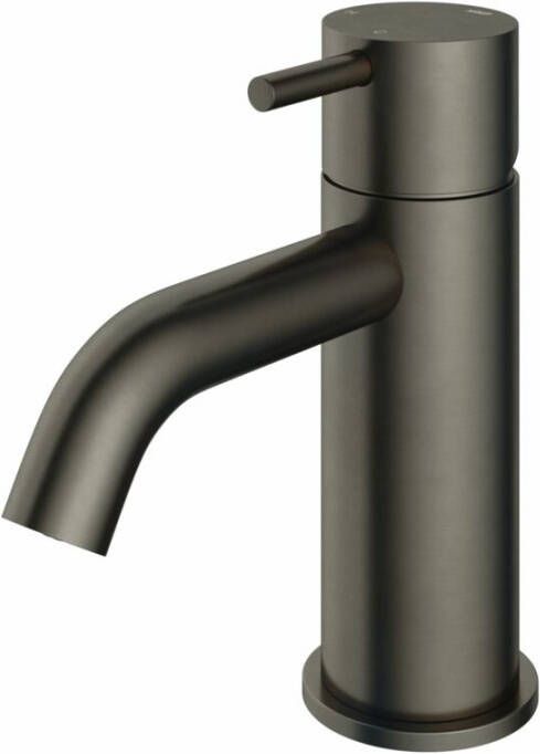 Hotbath Cobber 1-hendel wastafelmengkraan 14 3 cm hoog met gebogen uitloop van 10 7 cm verouderd ijzer