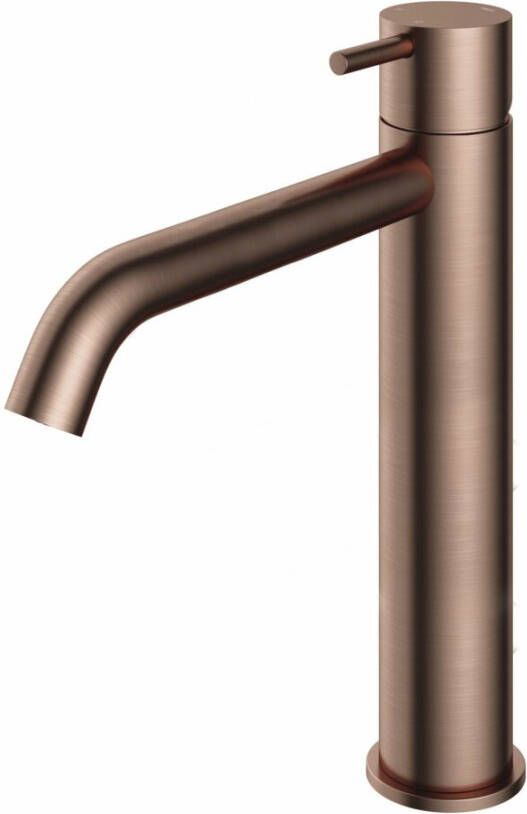 Hotbath Cobber 1-hendel hoge wastafelmengkraan 28 6 centimeter hoog met gebogen uitloop van 18 cm geborsteld koper pvd - Foto 2