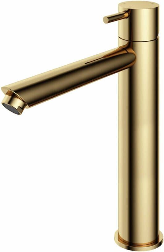 Hotbath Cobber 1-hendel hoge wastafelmengkraan 28 6 centimeter hoog met rechte uitloop van 18 cm gepolijst messing - Foto 2