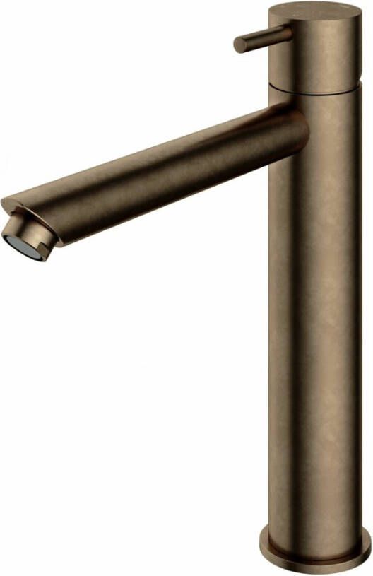 Hotbath Cobber 1-hendel hoge wastafelmengkraan 28 6 centimeter hoog met rechte uitloop van 18 cm verouderd messing - Foto 2