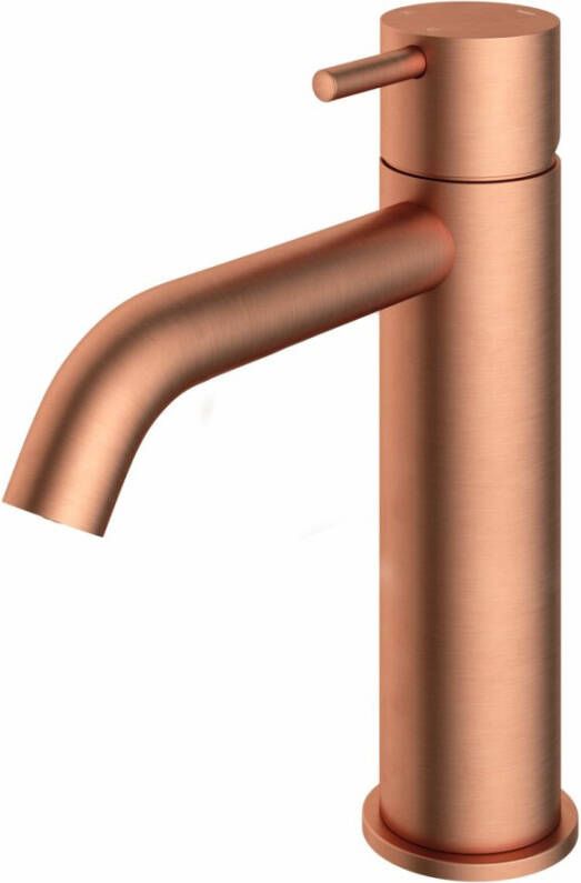 Hotbath Cobber 1-hendel wastafelmengkraan 21 6 cm hoog met gebogen uitloop van 13 5 cm geborsteld koper