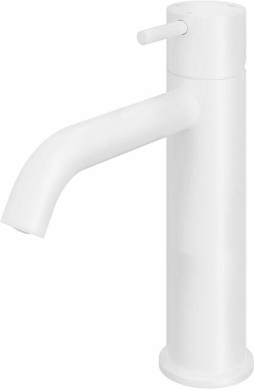 Hotbath Cobber 1-hendel wastafelmengkraan 21 6 cm hoog met gebogen uitloop van 13 5 cm mat wit