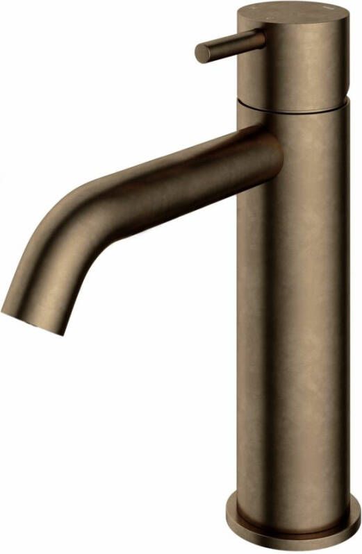 Hotbath Cobber 1-hendel wastafelmengkraan 21 6 cm hoog met gebogen uitloop van 13 5 cm verouderd messing - Foto 2