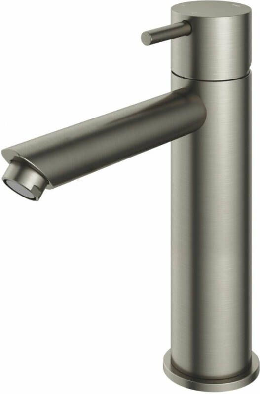 Hotbath Cobber 1-hendel wastafelmengkraan 21 6 cm hoog met rechte uitloop van 13 5 cm geborsteld nikkel - Foto 2