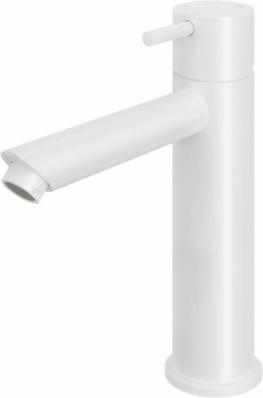 Hotbath Cobber 1-hendel wastafelmengkraan 21 6 cm hoog met rechte uitloop van 13 5 cm mat wit