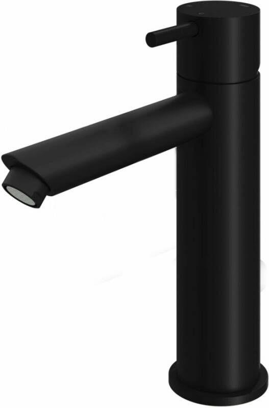Hotbath Cobber 1-hendel wastafelmengkraan 21 6 cm hoog met rechte uitloop van 13 5 cm mat zwart
