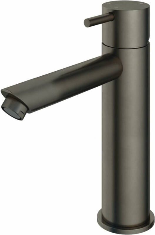 Hotbath Cobber 1-hendel wastafelmengkraan 21 6 cm hoog met rechte uitloop van 13 5 cm verouderd ijzer