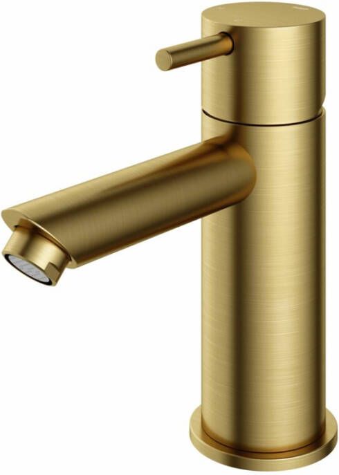 Hotbath Cobber 1-hendel wastafelmengkraan 14 3 cm hoog met rechte uitloop van 11 cm geborsteld messing PVD - Foto 2