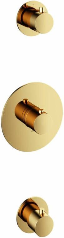 Hotbath Cobber CB007EXT afbouwdeel voor inbouw thermostaat met 2 stopkranen gepolijst messing PVD - Foto 2