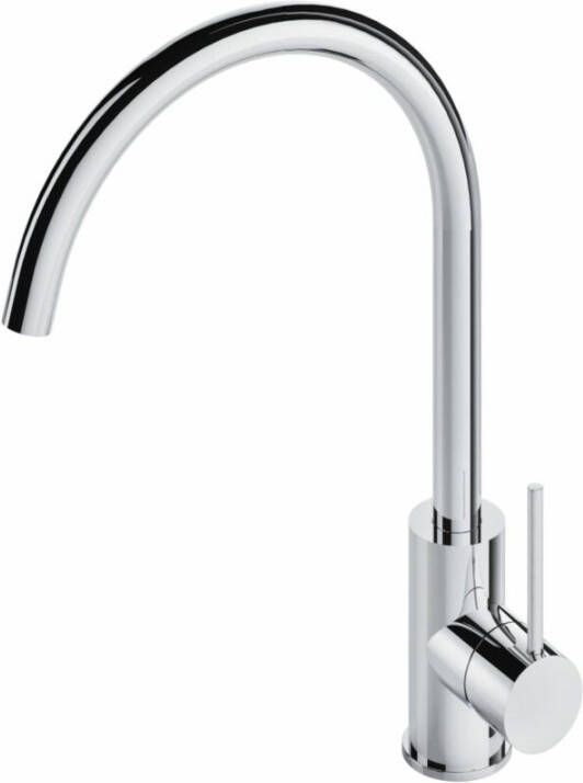 Douche Concurrent Keukenkraan Hotbath Cobber Mengkraan Rond Geborsteld Messing PVD 1 Greeps met Draaibare Uitloop - Foto 2