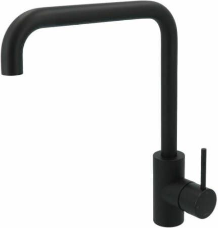 Douche Concurrent Keukenkraan Hotbath Cobber Mengkraan Mat Zwart 1 Greeps met Draaibare Uitloop