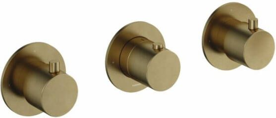 Hotbath Cobber afbouwdeel inbouw douche thermostaat met 2 stopkranen horizontale plaatsing geborsteld messing (goud) CB7067EXTBB - Foto 3