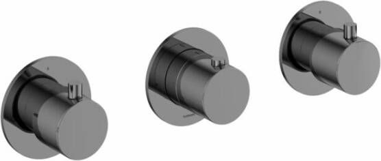 Hotbath Cobber afbouwdeel voor inbouwdouchethermostaat HBCB7067 met horizontale plaatsing zwart chroom - Foto 2