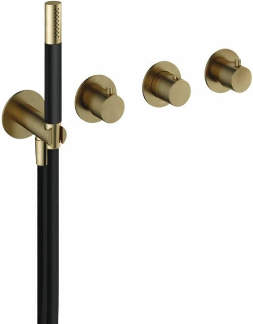Hotbath Cobber afbouwdeel inbouw badendouche thermostaat met 2 stopkranen zonder uitloop geborsteld messing (goud) CB7071EXTBB