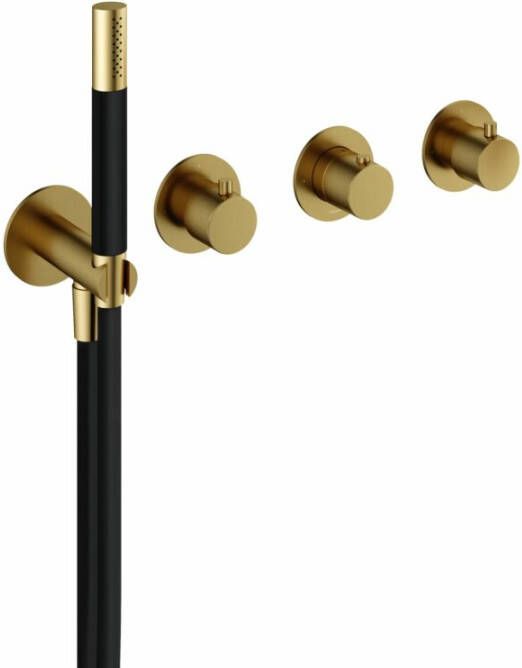 Hotbath Cobber afbouwdeel inbouw badendouche thermostaat met 2 stopkranen zonder uitloop geborsteld messing (goud) PVD CB7071EXTBBP - Foto 2