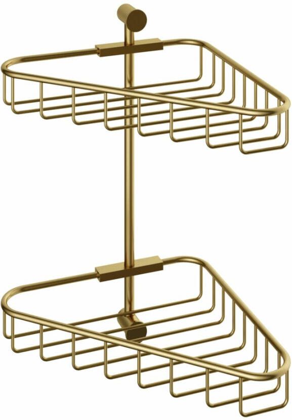 Hotbath Cobber dubbele hoekkorf 32 3 x 28 x 22 4 cm geborsteld messing PVD