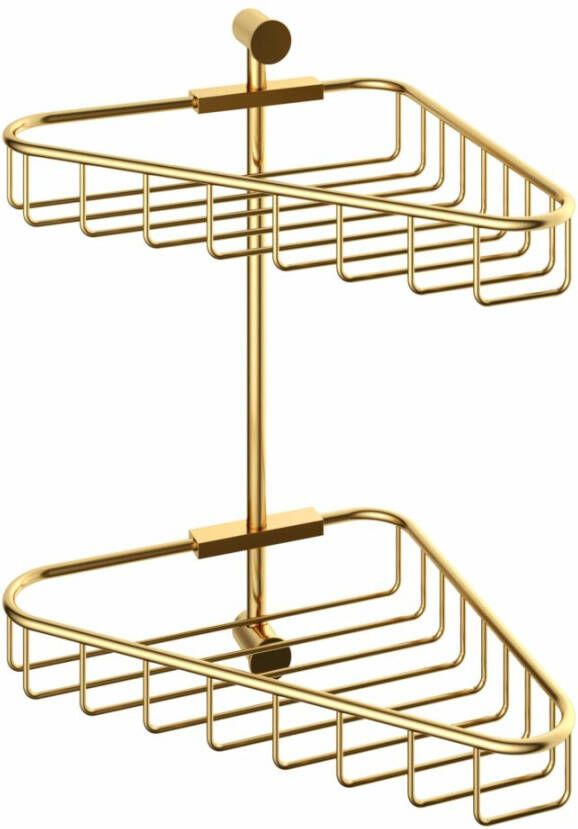 Hotbath Cobber dubbele hoekkorf 32 3 x 28 x 22 4 cm gepolijst messing PVD