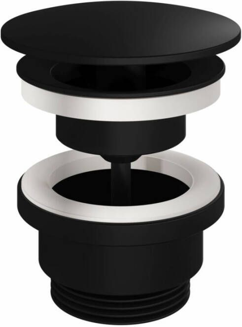 Hotbath Afvoerplug Cobber Always-Open met Schroef Rond Mat Zwart