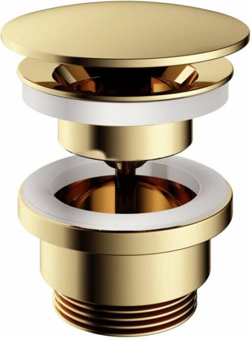 Hotbath Afvoerplug Cobber Always-Open met Schroef Rond Gepolijst Messing Living Colours