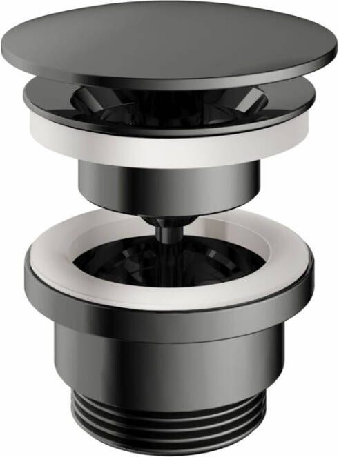 Hotbath Afvoerplug Cobber Always-Open met Schroef Rond Zwart Chroom