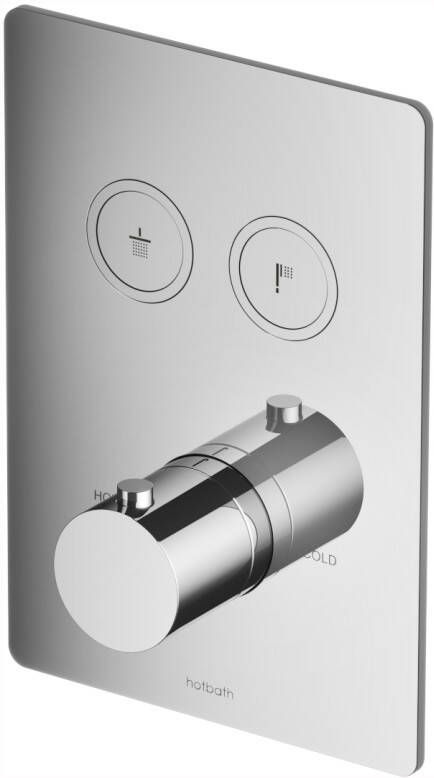 Hotbath Cobber afbouwdeel inbouwthermostaat met 3 pushbuttons verticale plaatsing geborsteld messing (goud) PVD PB050EXTBBP - Foto 9