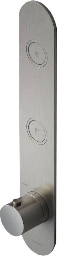 Hotbath Cobber afbouwdeel voor inbouwthermostaat met 2 pushbuttons geschikt voor verticale plaatsing geborsteld nikkel - Foto 2