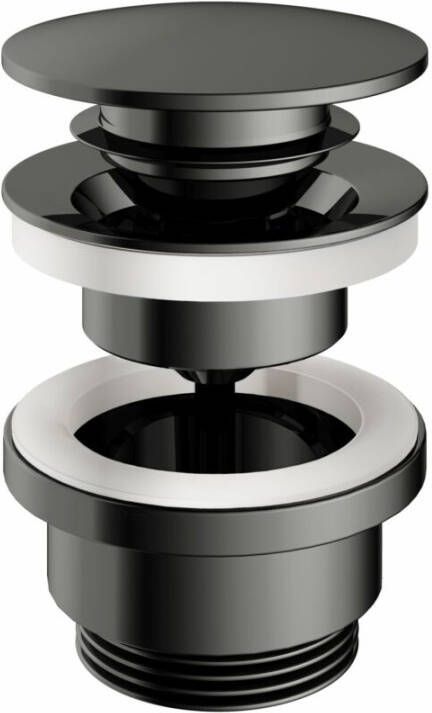 Hotbath Clickwaste Cobber Afvoerplug met Schroef Rond Zwart Chroom