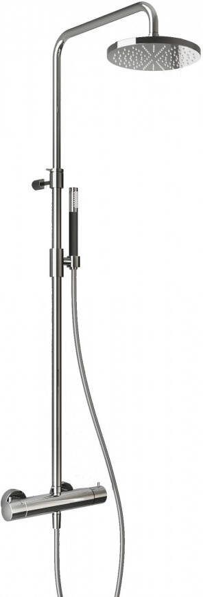 Doucheset Hotbath Cobber Opbouw 20cm Rond Glans Chroom Thermostaatkraan Glijstang Regendouche en Staafhanddouche 2 Greeps