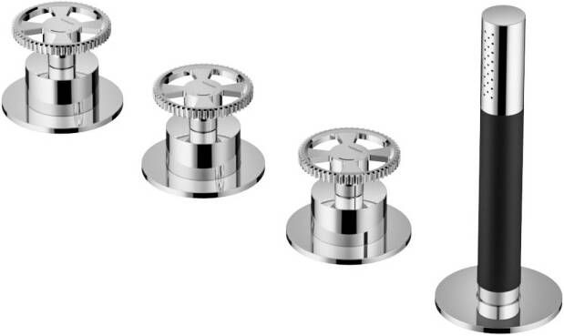 Hotbath Cobber @work 4-gats inbouwbadrandcombinatie met 2 mengkraan knoppen met omstel en handdouche chroom CW074CR - Foto 2
