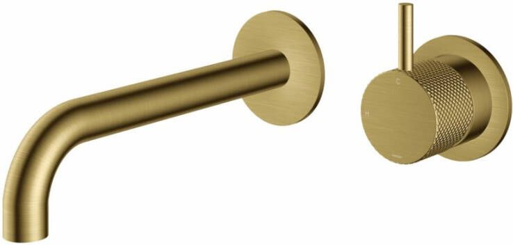 Hotbath Cobber X CX005-18 inbouw wastafelmengkraan 18 cm geborsteld messing PVD