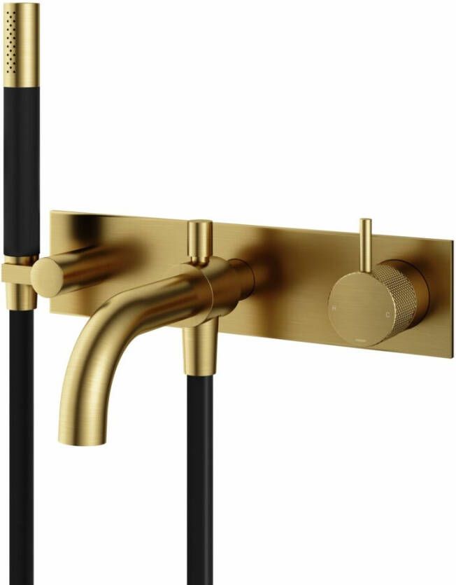 Hotbath Cobber X CX026 inbouw badmengkraan met handdouche en slang geborsteld messing PVD