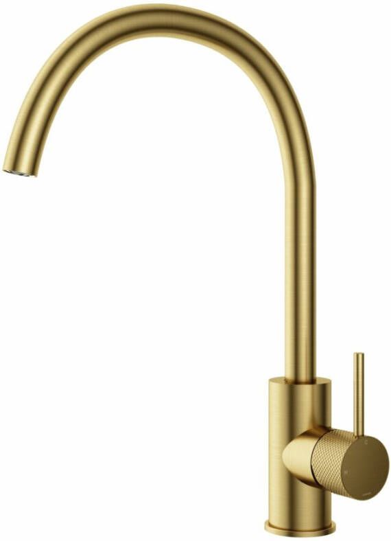 Hotbath Cobber X keukenmengkraan met draaibare c-uitloop 36 x 22 cm geborsteld messing pvd - Foto 2